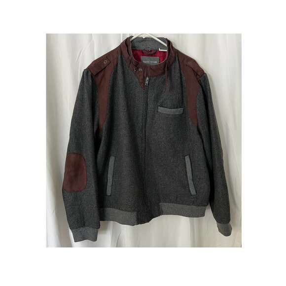 Slate and Stone Jacket/ Mens XL / Gray Tweed/ Burgundy Lining - Picture 1 of 9